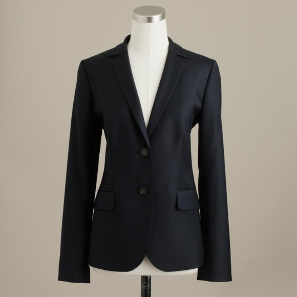 J. CREW 1035 Blazer Jacket Super 120s Black {DD37}